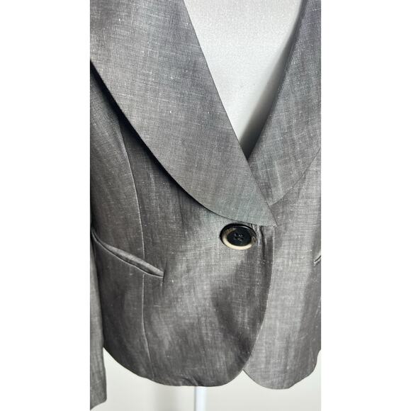 Lafayette 148 Womens Size 6 Wool‎ & Linen Blazer Stretch Single Button Front Tan - Picture 6 of 12